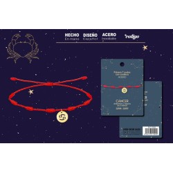 Pulsera 7 Nudos Colgante Cancer  Dorado - Coleccion Constelaciones Zodiaco